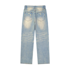 “Brandnewz Live Forward” Sun Fade Raw Hem Denim Jeans